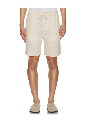 Frescobol Carioca Felipe Linen Shorts in Brown. Size 30. Also in 28, 32.
