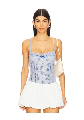 Free People Sara Corset Bodysuit in Blue. Size S. Also in L, XL.