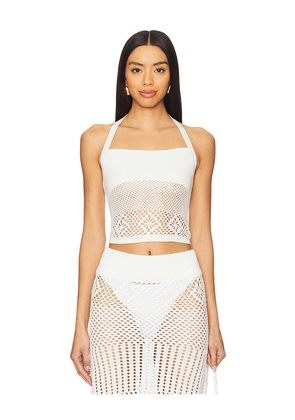 Frankies Bikinis Orchard Crochet Halter Top in White. Size M. Also in L.