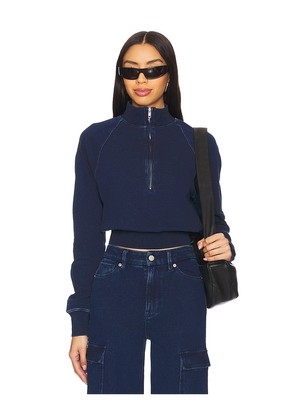 Good American Jeanius Mock Zip Pullover in Blue. Size XS. Also in 5X.