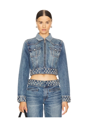 GRLFRND Drea Fitted Western Jacket in Denim-Dark. Size XS. Also in XXS, XL.