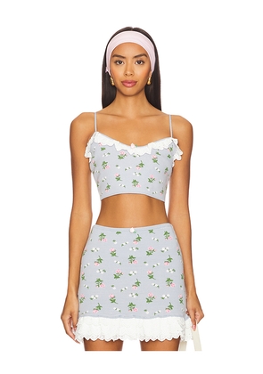 For Love & Lemons Amalia Knit Crop Top in Blue. Size M. Also in L.