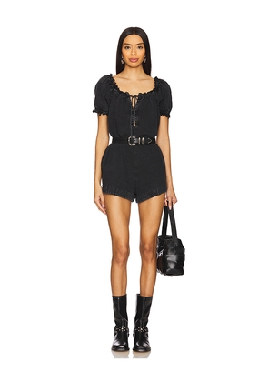 Free People x We The Free Daisy Denim Babydoll Romper in Black. Size M. Also in XL, XS.