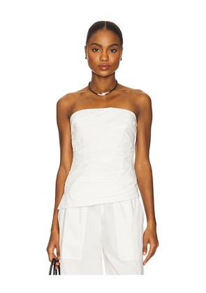 SIMKHAI Emerson Ruched Bustier Top in White. Size 10. Also in 0, 2, 4, 6, 8, 12.
