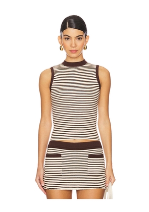 Frankies Bikinis Mila Cloud Knit Sleeveless Sweater Top in Brown. Size M. Also in S, XS, L.