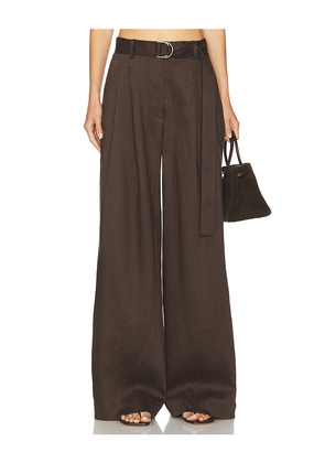 Helmut Lang Wide Double Pleated Trouser in Chocolate. Size 10. Also in 8, 12.