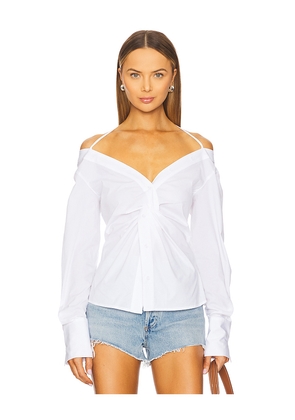 Good American Poplin Off Shoulder Top in White. Size M. Also in L, XXXXL/4X.