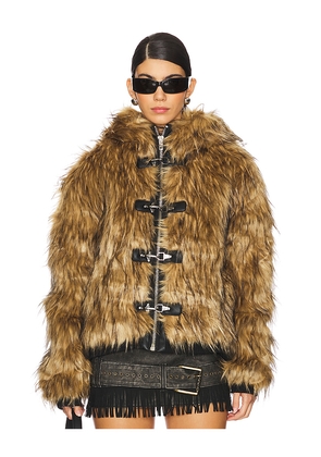 Jaded London Mendoza Faux Fur Jacket in Brown. Size M. Also in XS, S, L, XL.