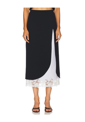 Helsa The Midi Pencil Skirt With Lace & Poplin in Black. Size M. Also in XXS, XS, S, L.