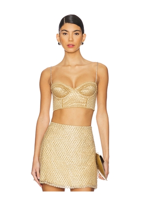 For Love & Lemons Glitter Grid Bustier Top in Metallic Gold. Size M. Also in XS, S, L, XL.