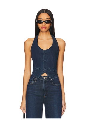 Good American Denim Halter Vest in Denim-Dark. Size 4X. Also in 2X, 5X, L, XL.