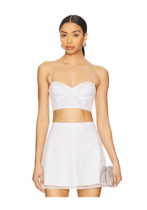 For Love & Lemons Glitter Grid Bustier Top in White. Size S. Also in XS, M, XL.