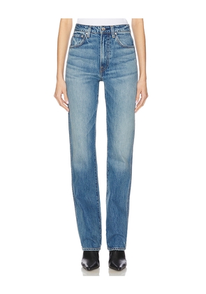GRLFRND Sara Super High Rise Straight Jeans in Blue. Size 24. Also in 23.