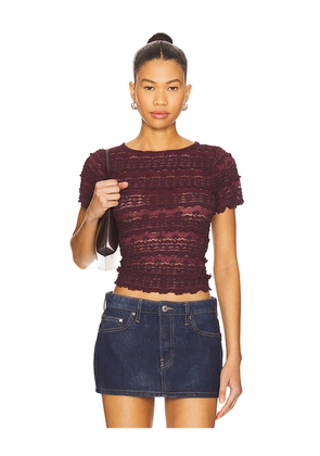 Free People Angelina Lace Tee in Wine. Size S. Also in M, XS.