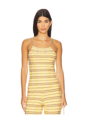 Guest In Residence Plaid Tank Top in Yellow. Size S. Also in L, XL, XS.