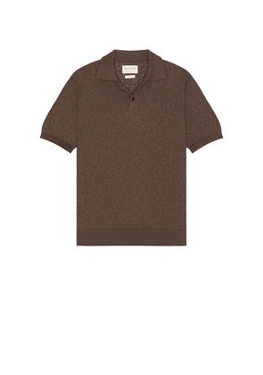 Far Afield Belser Knitted Polo in Brown. Size M. Also in L.