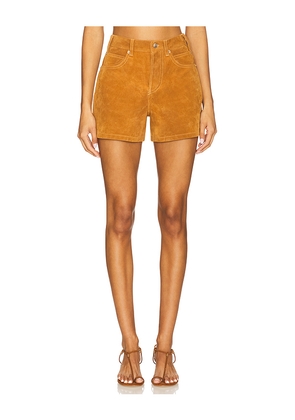 Free People x We The Free Tippi Faux Suede Short In Dark Honey in Tan. Size 28. Also in 29, 30, 31, 32.