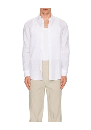 Frescobol Carioca Antonio Linen Shirt in White. Size S. Also in M, XL/1X, XXL/2X.