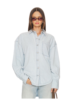 Free People x We The Free Ashley Denim Shirt In Classic Blue in Blue. Size M. Also in L, S, XL.