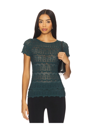 Free People Angelina Lace Tee in Dark Green. Size M. Also in S, XS.
