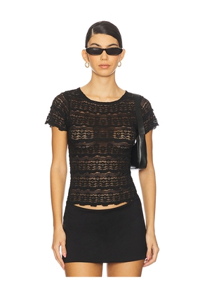 Free People Angelina Lace Tee in Black. Size M. Also in S, XS.