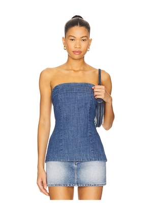 Free People Lora Denim Tube Top in Blue. Size M. Also in S, XS.