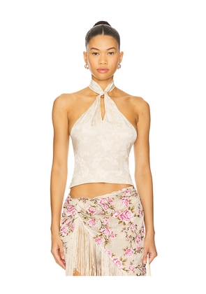 For Love & Lemons Esme Silk Jacquard Top in Ivory. Size M. Also in XS, S, L, XL.