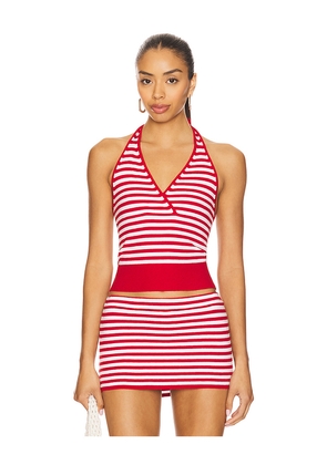 Frankies Bikinis Dylan Cloud Knit Halter Top in Red. Size M. Also in L.