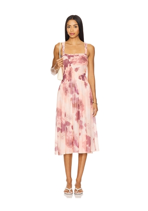 Free People x REVOLVE Tessa Smocked Midi Dress in Pink. Size M. Also in XS, S, L.