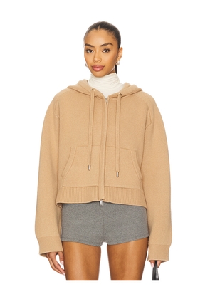 SIMKHAI Dakota Cropped Hoodie in Beige. Size M. Also in XS, S, L.