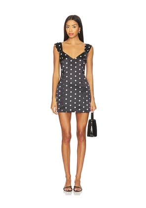 Frankies Bikinis Aurabelle Sateen Mini Dress in Black. Size M. Also in S, XL.