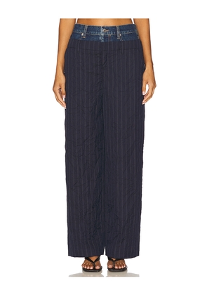 SIMKHAI Ophelia Double Waistband Combo Pant in Navy. Size 4. Also in 2, 6.