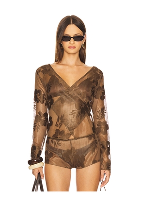 Jaded London Celina Wrap Top in Brown. Size 4. Also in 6, 8, 10.