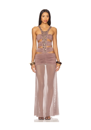 Jaded London Hadassa Hand-Beaded Maxi Dress in Purple. Size 2. Also in 4, 6, 8, 10.