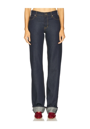 GRLFRND Graham Low Rise Straight Cuffed in Blue. Size 23. Also in 26, 28, 29.