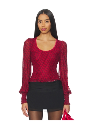 Free People Dottie Knit Top in Red. Size M. Also in L, S, XL, XS.