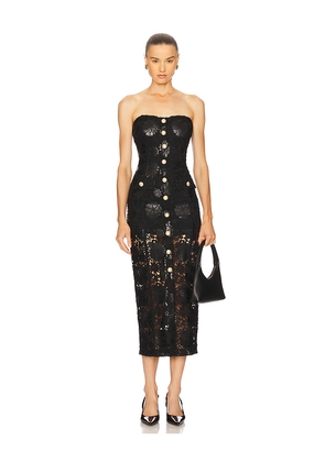 Generation Love Misha Faux Leather Guipure Midi Dress in Black. Size S. Also in XS, M.