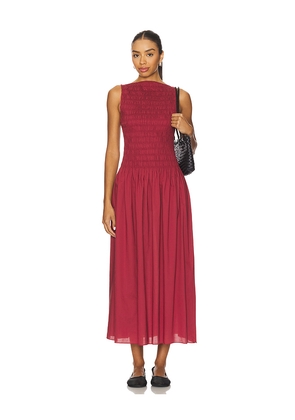 FAITHFULL THE BRAND Margot Midi Dress in Red. Size M. Also in S, XS, L.