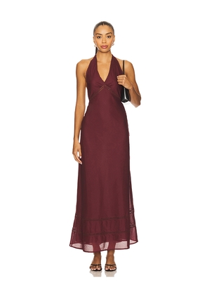 FAITHFULL THE BRAND Jasmine Maxi Dress in Burgundy. Size M. Also in S, XS, L, XL.