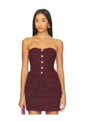 Generation Love Quinn Tweed Vestier in Burgundy. Size M. Also in S.