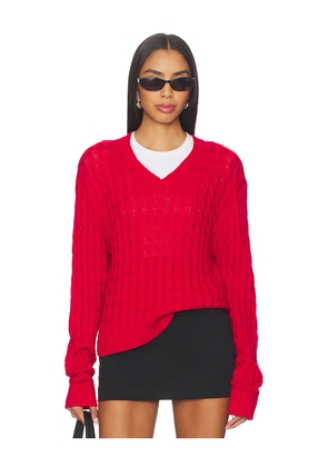 Frankies Bikinis Prince Cable Knit Sweater in Red. Size M. Also in S, XS, L.