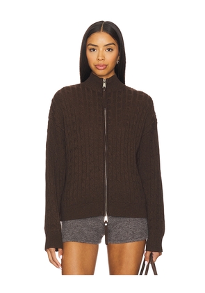 Frankies Bikinis Bea Cable Knit Sweater in Brown. Size M. Also in S, XS.