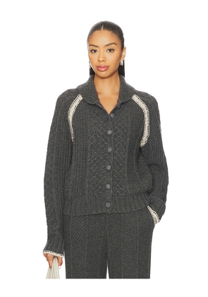 Guest In Residence Marlowe Cable Cardigan in Charcoal. Size M. Also in S, XL, XS.