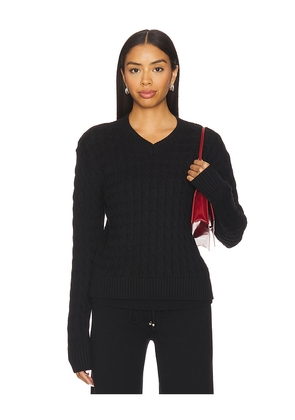 Frankies Bikinis Prince Cable Knit Sweater in Black. Size M. Also in L, S, XS.