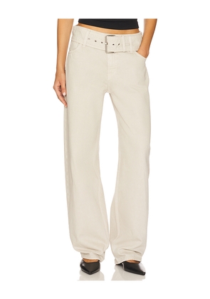 GRLFRND Eliza Belted Boyfriend in Beige. Size 24. Also in 25, 28, 29, 30, 32.