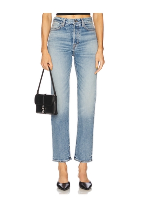 GRLFRND Walker Mid Rise Crop in Blue. Size 24. Also in 25, 26, 27, 28, 29, 31, 32.