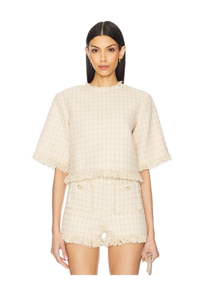 GIUSEPPE DI MORABITO Short Sleeve Top in Cream. Size 40. Also in 42.