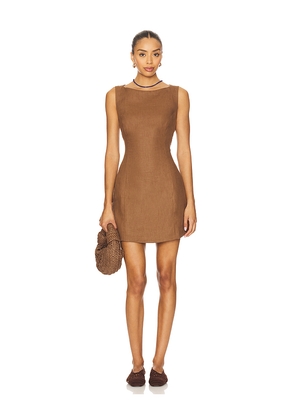 FAITHFULL THE BRAND Lydie Mini Dress in Brown. Size S. Also in XS, M, L.