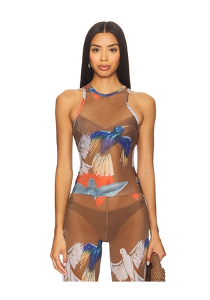 Juliet Johnstone Mesh Tank Top in Brown. Size M. Also in S, XS.