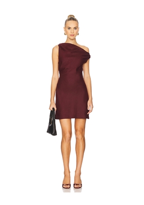 FAITHFULL THE BRAND Suis Mini Dress in Burgundy. Size L. Also in S, XS, M.
